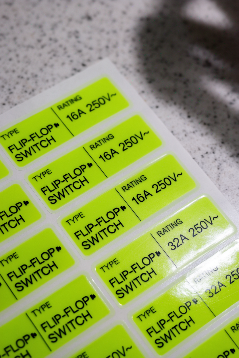 Fluorescent Electrical Panel Circuit Labels